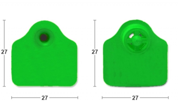 Бирка ушная MF L/L 27х27 TMP, зелёная